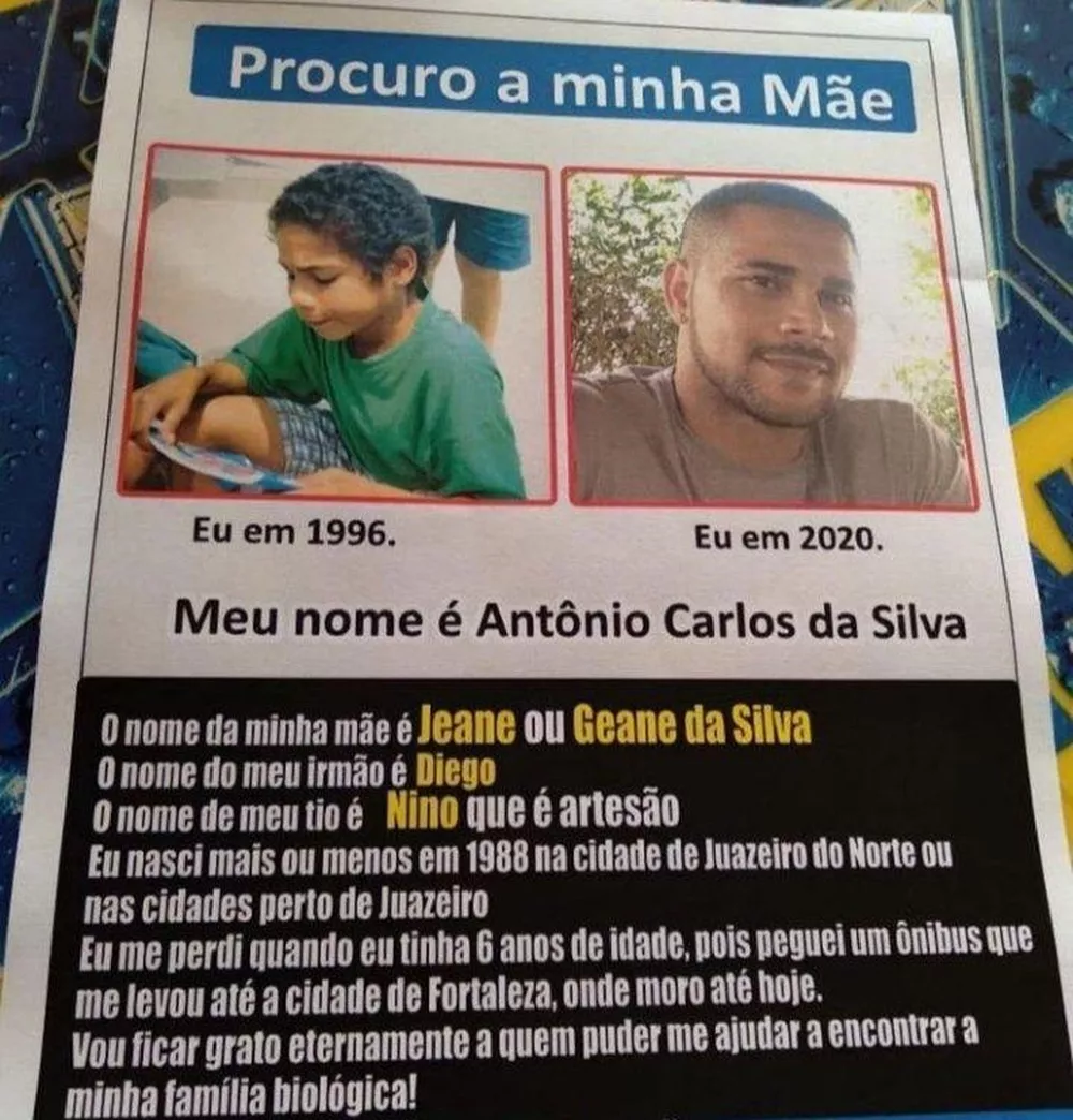 Cearense distribui panfletos em busca da mãe e acha família 27 anos após separação