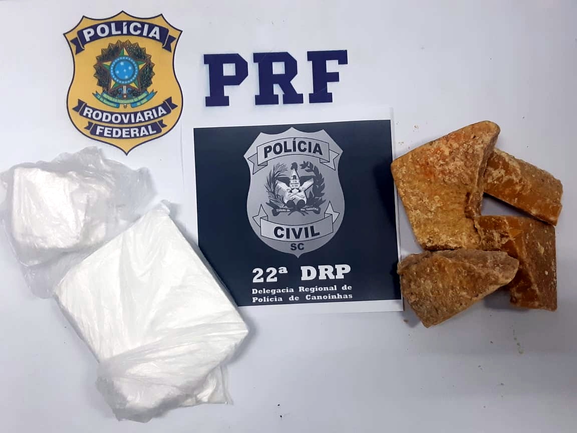 Ação conjunta PRF e Civil apreende crack e cocaína na BR 280 em Mafra