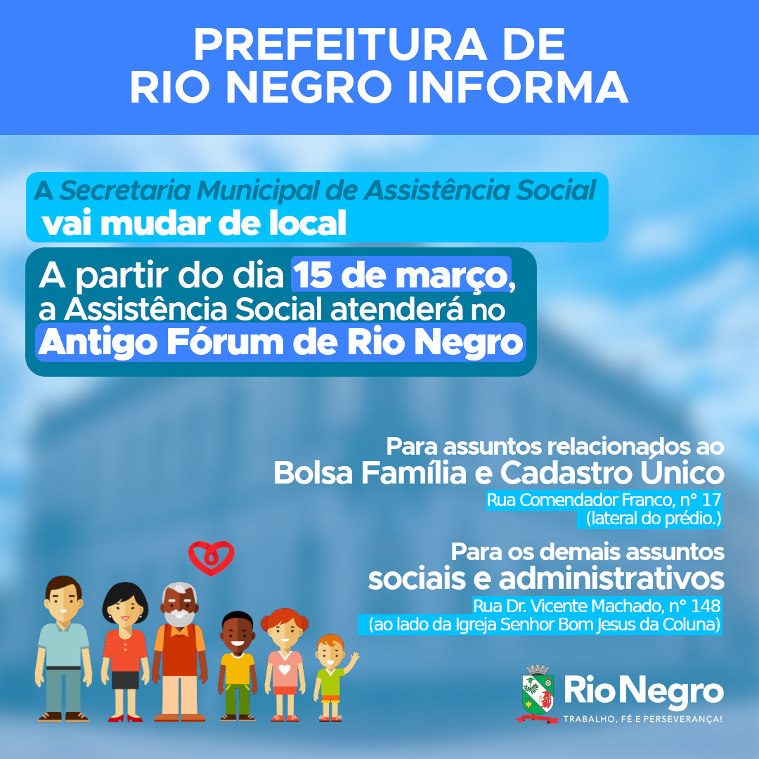 Assistência Social de Rio Negro em novo endereço