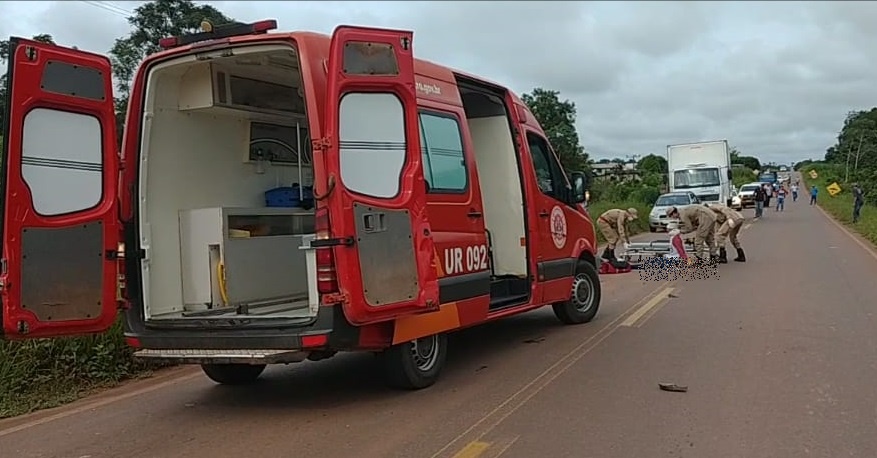 Motociclista fica ferido após acidente na RO-010 em Pimenta Bueno